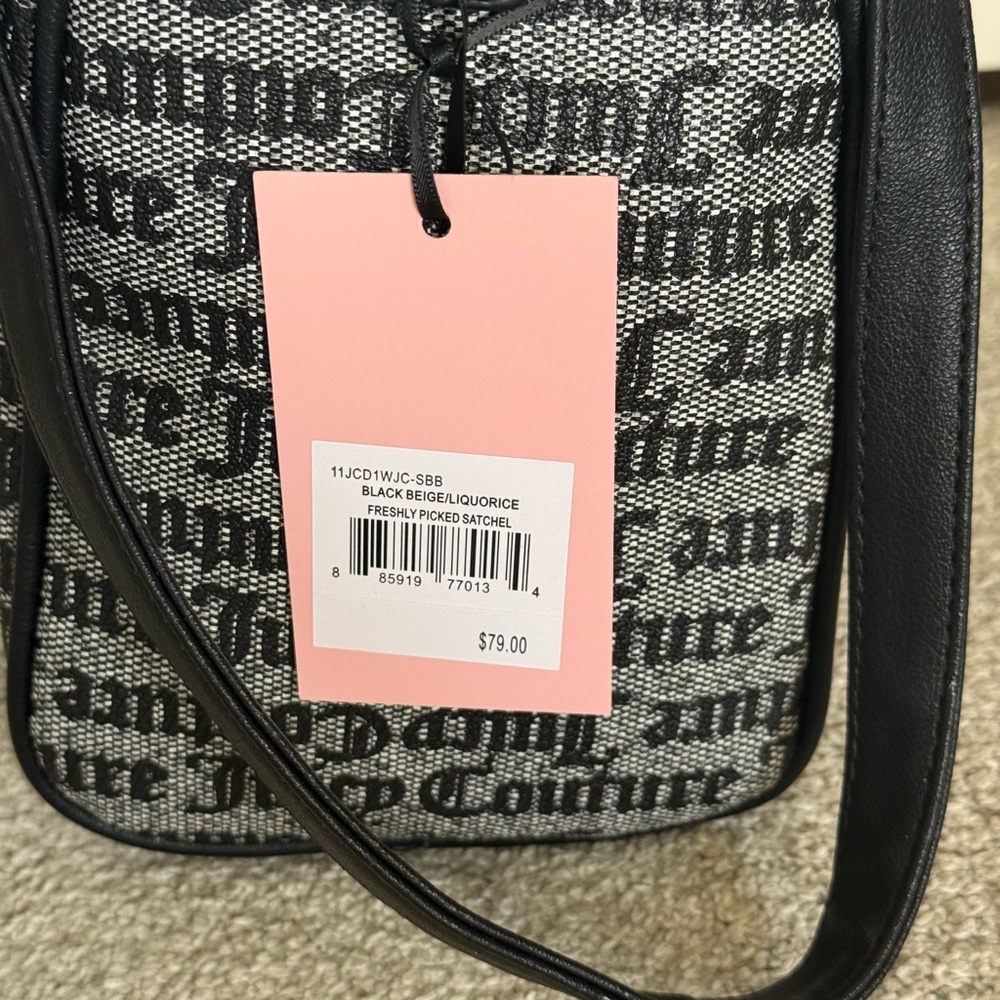 NWT - Juicy Couture Black Beige Licorice Satchel - Black Strawberry - Picture 6 of 6